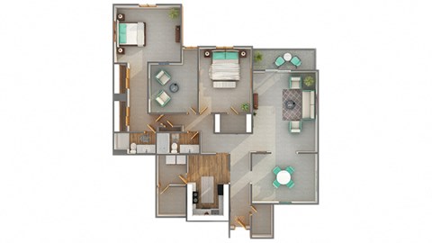 Floor plan for 3 beds, 2 baths, 2032 sqft
